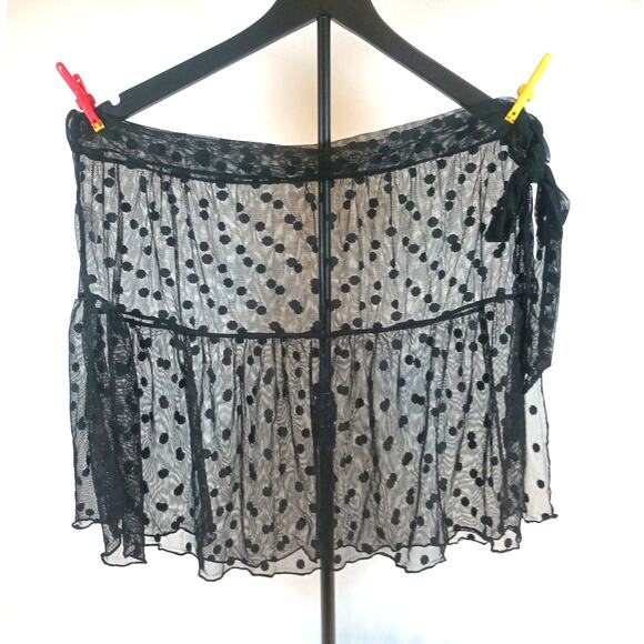 WOMENS 3XL SHEER BLACK POLKA DOT SHORT SWIMSUIT COVER WRAP SKIRT - Picture 10 of 10